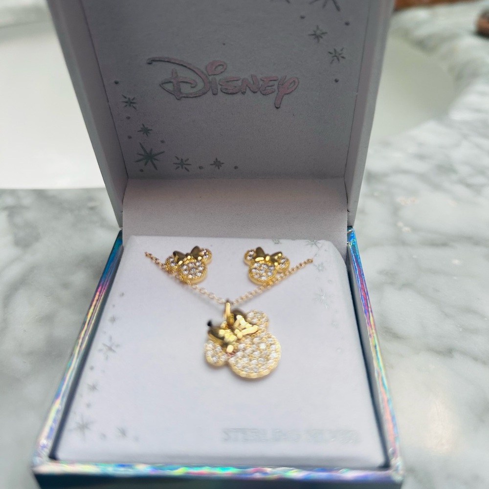 Disney Gold and Silver Minnie Mouse Necklace Set